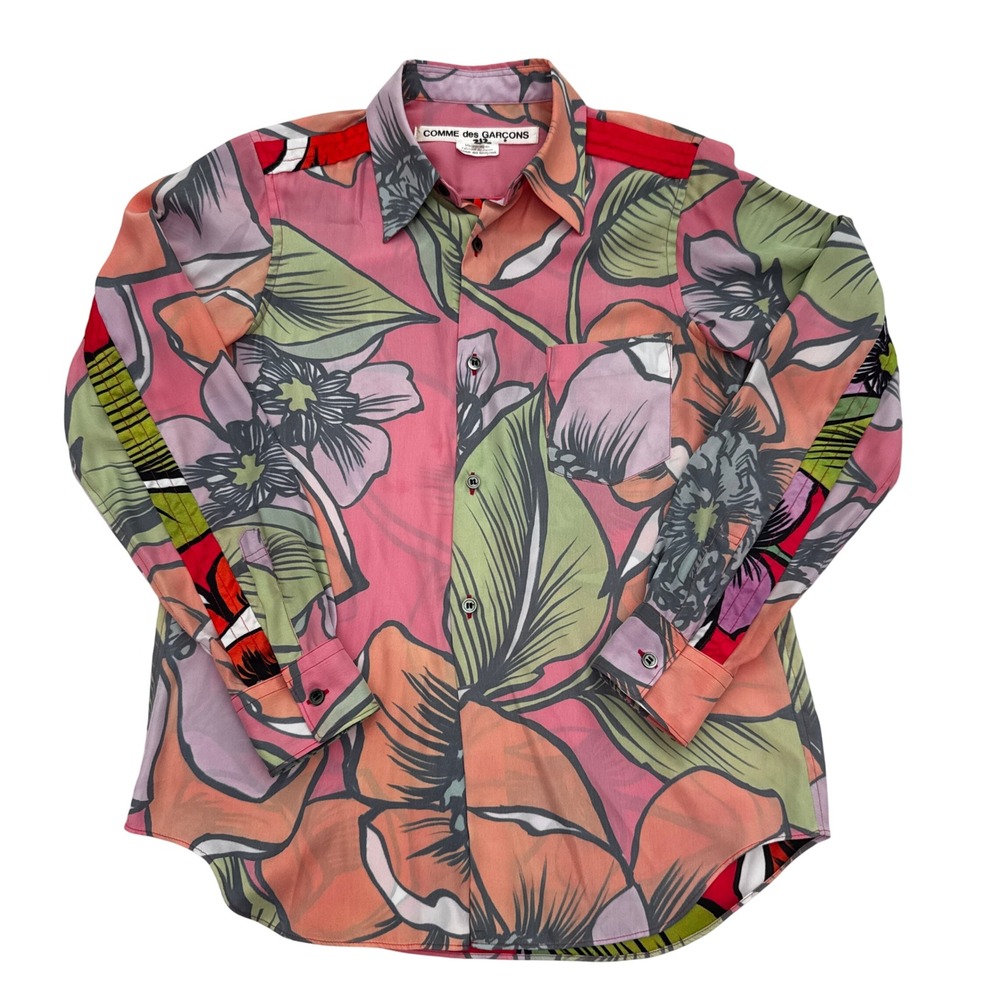 COMME DE GARCONS Multi Color Floral Print Button Up‎ Long Sleeve Blouse